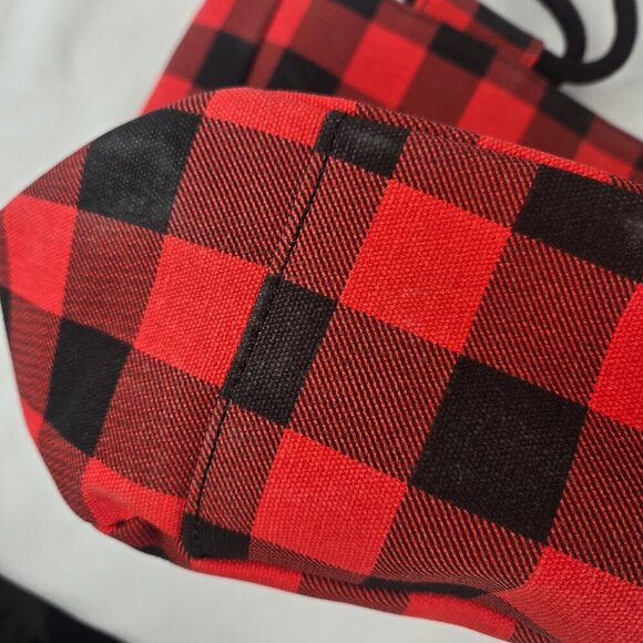 Farmhouse Is My Style Red & Black Buffalo Check Canvas Tote Bag Double Handles - Picture 3 of 11